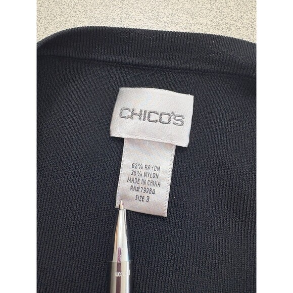 Chico’s Sz 3 Black 3/4 Sleeve Round Neck Pullover Career Sweater Women’s X-Large - Picture 2 of 6